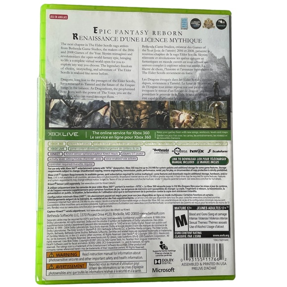 SKYRIM - The Elder Scrolls V - XBOX 360 — NEW IN PACKAGE NEVER OPENED - SEALED! - Picture 3 of 3